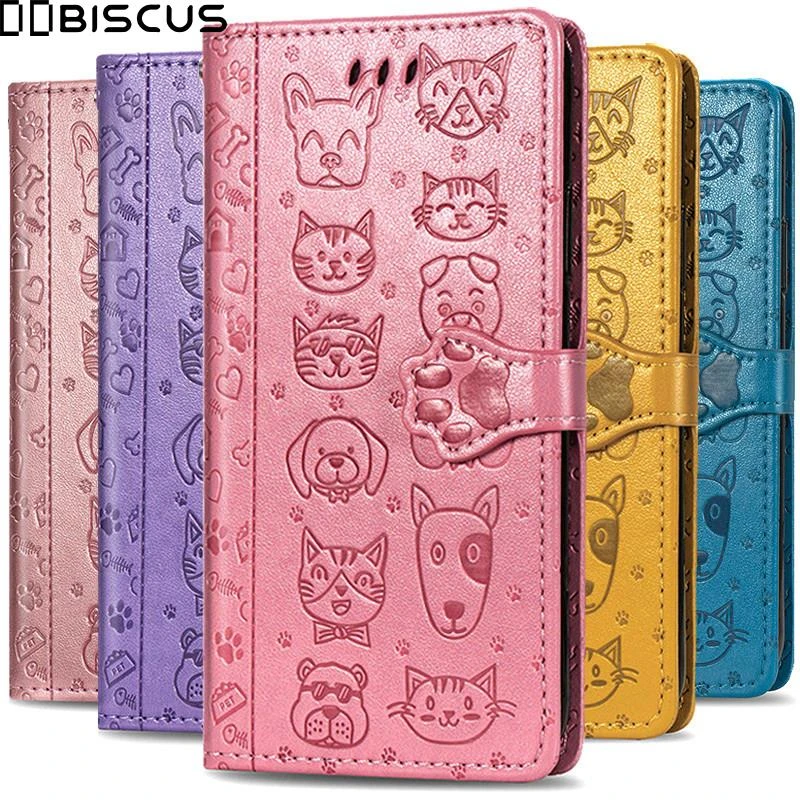 Cartoon Cat Dog Leather Flip Case For Huawei P Smart Z Y5 Y6 Y7 2019 Y5P Y6P Y8P Honor 8A 8S 9A 9C 9S 7S 7A 7C Pro Wallet Cover