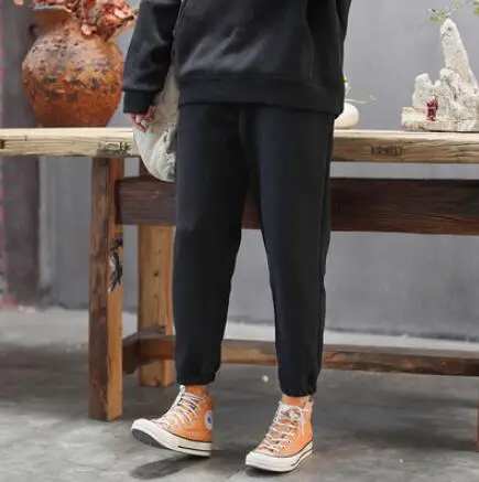 black pants Повседневная одежда стиль 2 шт Женский костюм зимний теплый длинный рукав толстовка утолщенная Спортивная Толстовка свитшот большого размера - Цвет: black pants