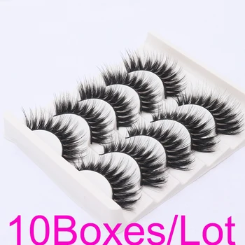

50 Pairs Silk Strip Fluffy Lashes Faux Mink Volume Eyelash Women's Makeup Natural Look Thick Band Eyelashes