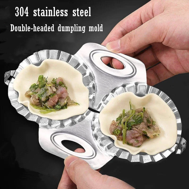 Double Headed Dumpling Maker Stainless Steel Mould Household Jiaozi ...