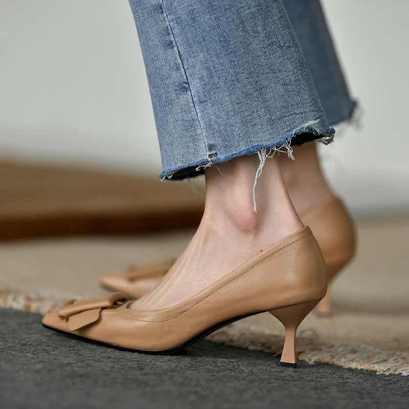 2022 HOT Elegant Buckle Show Thin Women's Sandals Solid Soft Leather Pointed Toe Fashion Brand High Heels Women Shoes