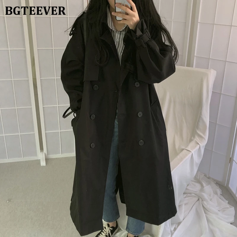 BGTEEVER Vintage Brown Oversized Women Windbreaker
