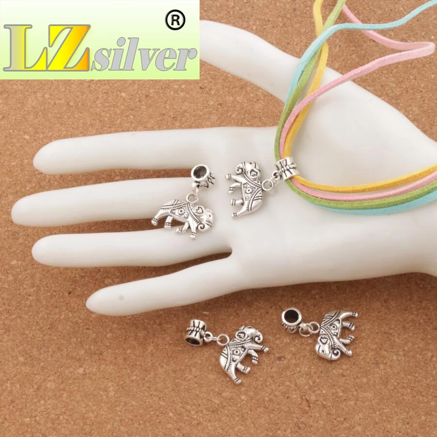 Thai Sun Elephant Charm Beads 21x28 mm 72PCS zinc alloy Dangle Fit European Bracelets B1183