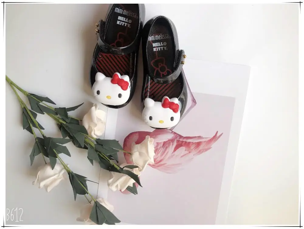 Мини Мелисса Hello kitty Принцесса прозрачная обувь девушки мода мультфильм кошка сандалии карамельного цвета милые детские малышей качество обувь SH19103