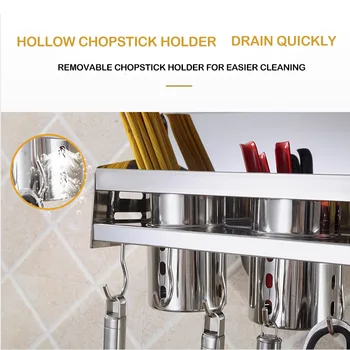 

Free shipping YUJIE ZHHY1078 304 stainless steel perforated wall hanging kitchen multifunctional shelf