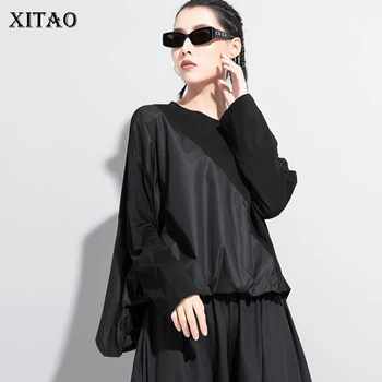 

XITAO Patchwork Plus Size T Shirt Women Loose Fashion Simple Streetwear 2020 New Autumn Full Sleeve Tee Goddess Fan ZP3541