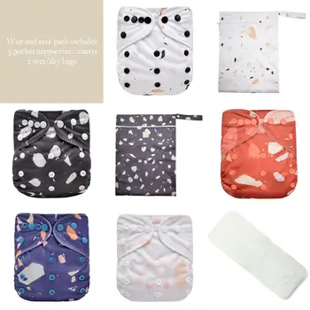 

[Mumsbest] Baby Cloth Diaper Washable Pocket Waterproof Cartoon Owl Baby Diapers Reusable Cloth Nappy