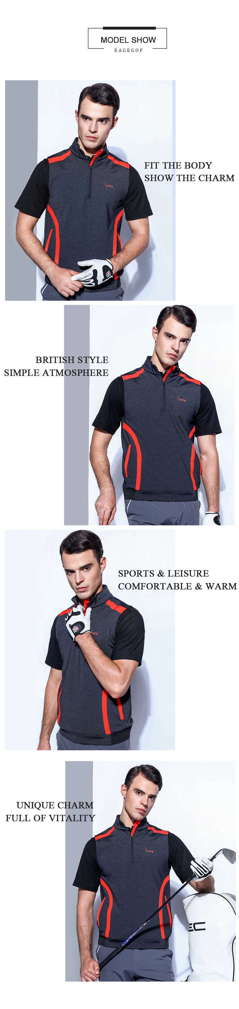 EAGEGOF мужская жилетка для гольфа Осенняя Спортивная одежда для гольфа теплая и удобная мужская одежда для гольфа жилет