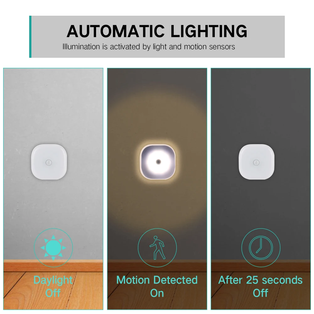 10 светодиодов, датчик движения PIR, Ночной светильник, лампа для спальни, кухни, магнитный шкаф, шкаф, светильник, беспроводной коридор, лестничный светильник
