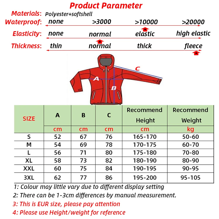 Description Picture 3 of itemCustomize LOGO Softshell Jacket Men Hooded Waterproof Thermal Fleece Outdoor Hiking Clothing Skiing Trekking Camping Ski Clothes