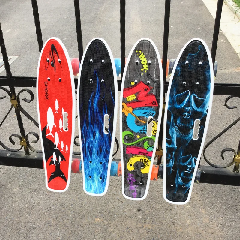 Мини крейсер скейтборд дрейф Single Rocker 22in Пенни и принтом в стиле ретро Fishboard