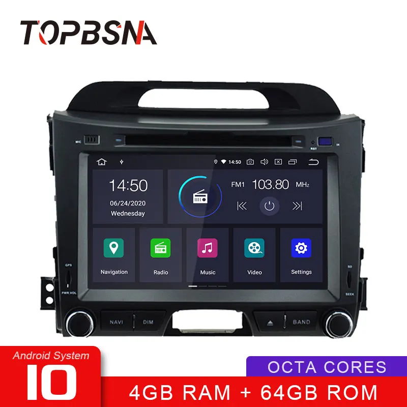 TOPBSNA 2 Din Car Radio Multimedia Player Android 10 for Kia sportage 2010-2016 GPS Navigation Video Stereo Automotive headunit |