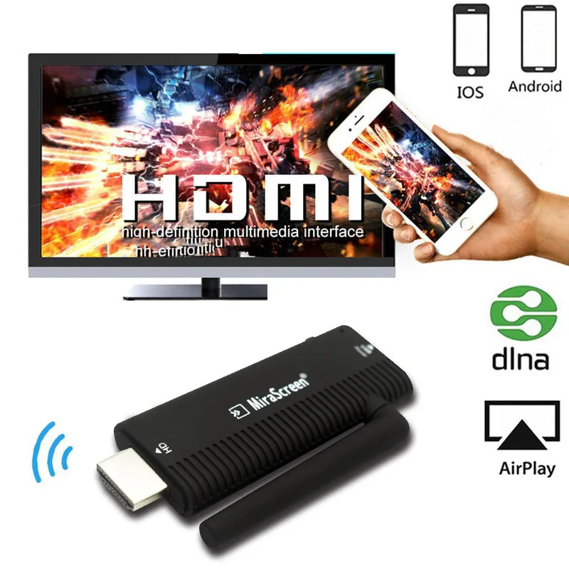 Аудио Видео беспроводное WiFi соединение телефона к телевизору 1080P HDMI видео