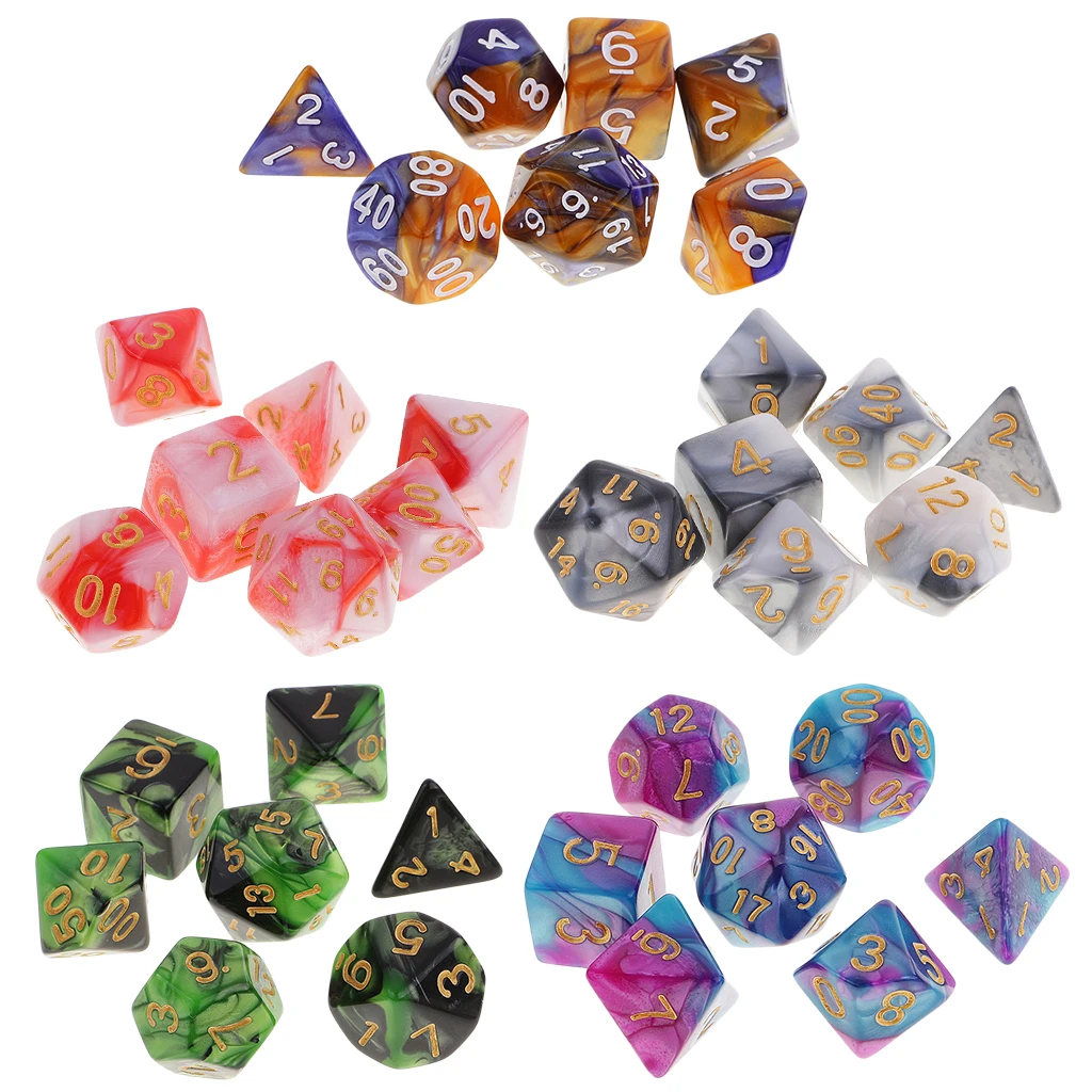 Set/35pcs 1.6cm/0.62'' Polyhedral Dice D12 D10 D8 D6 D4 for Dungeons & Dragons DND MTG RPG Table Game Toys Gift