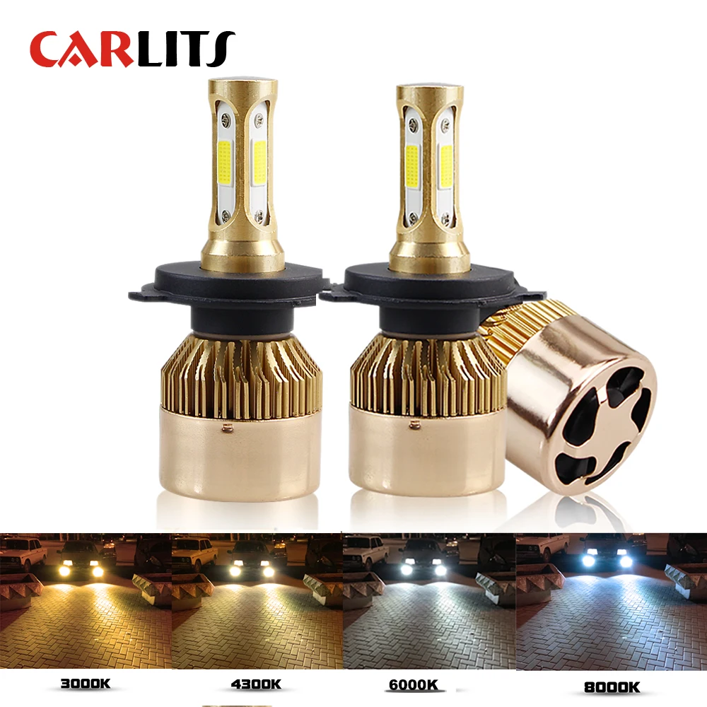 Farol do Carro Conduziu a Luz de Nevoeiro Carlits h9 H11 h1 h3 Hb3 9005 Hb4 9006 6000 k 72 w Hb2 9003 oi – lo Feixe Frente Cabeça Lâmpada cj h7 Led h4 h8