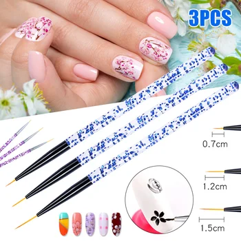 

3pcs Nail Art Pen Dotting Painting Drawing UV Gel Liner Polish Brush Tool Set MH88