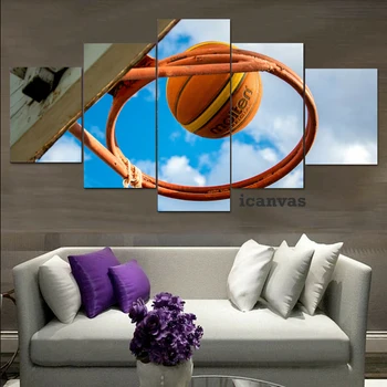 

Playing Basketball Score Sport 5 pcs HD Modern Home Wall Decor Canvas Picture Art HD Print Painting On Canvas for Living Room
