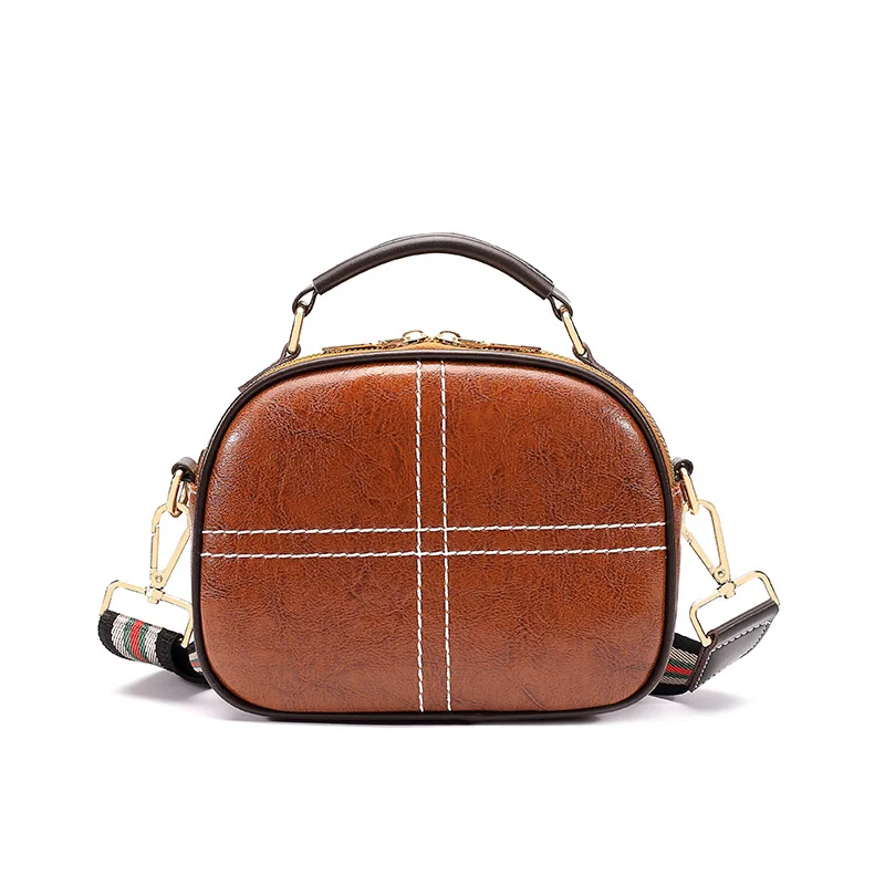 

New Arrival Oloey Barrel-shaped Split Leather Shoulder Bags Shoulder & Crossbody Bags Polyester Single Vintage Women Solid