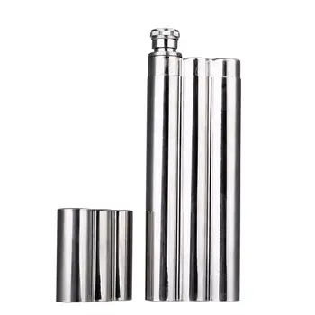 

Stainless Steel Hip Flask Polishing Mirror Cigar Tube Shape 2 Ounces Male 60ML