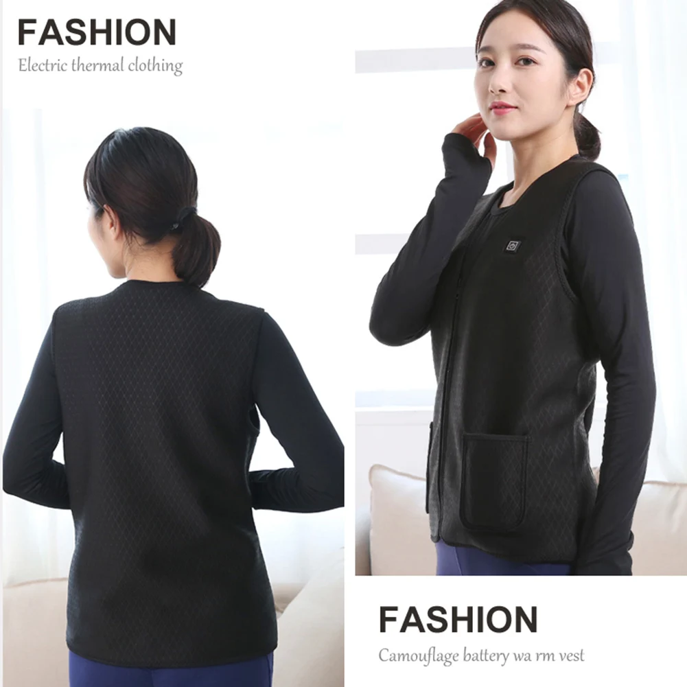 Для мужчин и женщин Открытый USB Инфракрасный нагревательный жилет гибкий электрический тепловой зимняя теплая куртка одежда для спорта Пешие прогулки верховой езды - Цвет: Черный