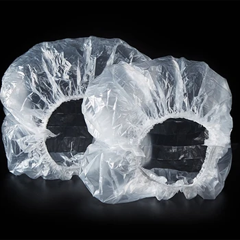 

100PCS Double Ribbon Non-Woven Disposable Shower Caps Anti Dust Hat Women Men Bath for Beauty Accessories Blue