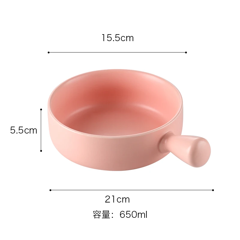 Скандинавская керамическая чаша для лапши быстрого приготовления с ручкой для завтрака рисовая выпечка миска для десерта суп Фруктовый Салат чаша для микроволновой печи специальная печь - Цвет: pink