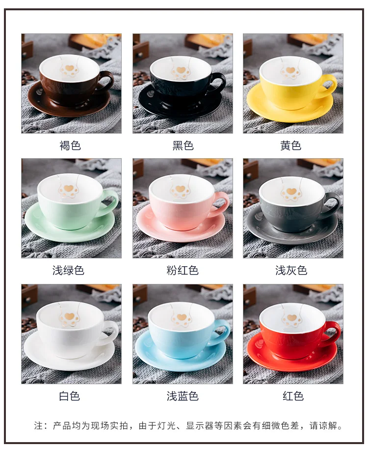 Кошачья лапа керамическая чашка набор посуды креативный Европейский кофе комплект из чашки и блюдца кофейная чашка Латте керамическая кружка Бонусная ложка 300 мл