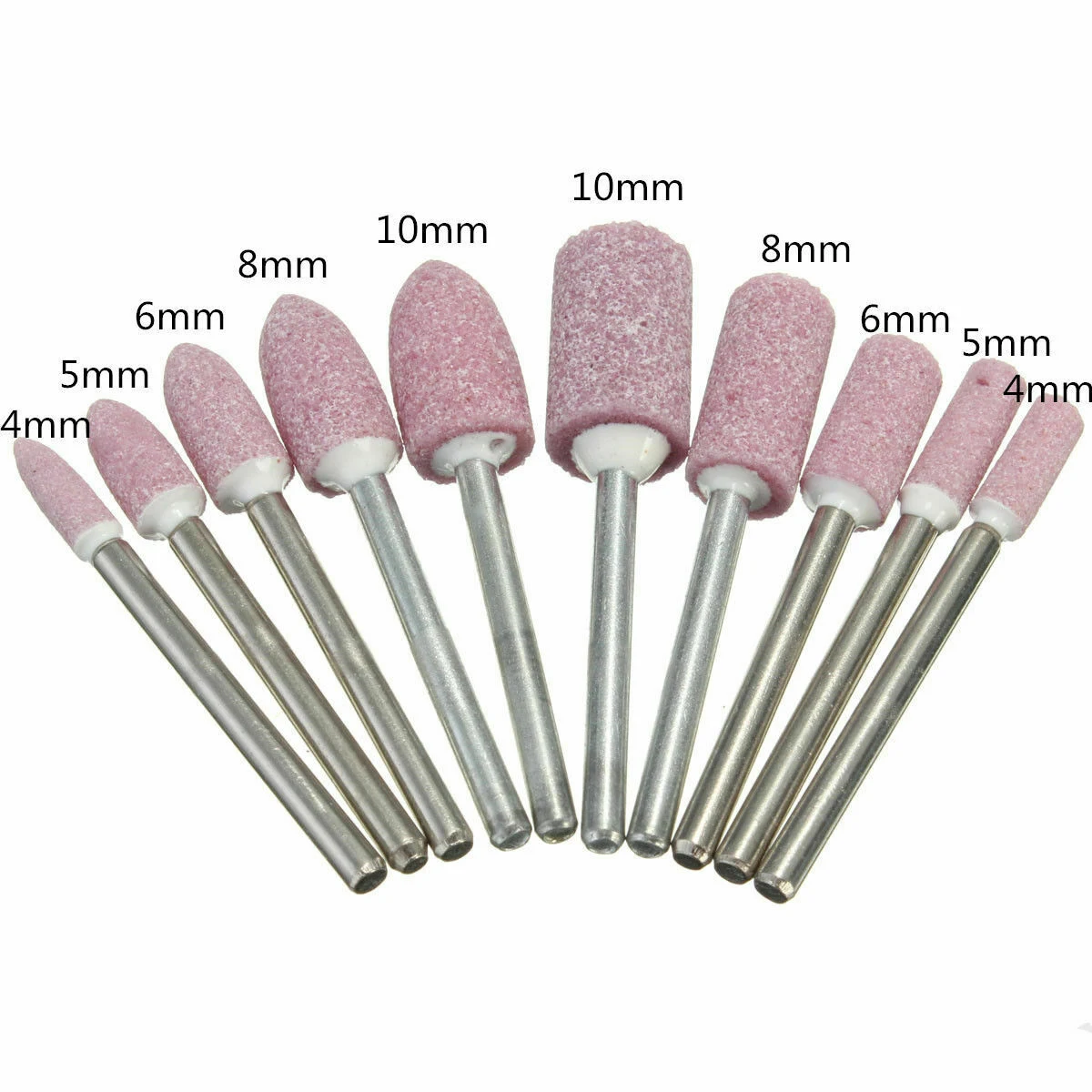 

10pcs 4-10mm Abrasive Mounted Stone Polishing Wheel Burr Rotary Tool 3mm Shank