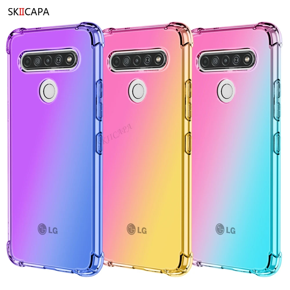 Противоударный прозрачный градиентный чехол для LG K71 K61 K51 K51S K50 K50S K41S K40S K31 мягкая