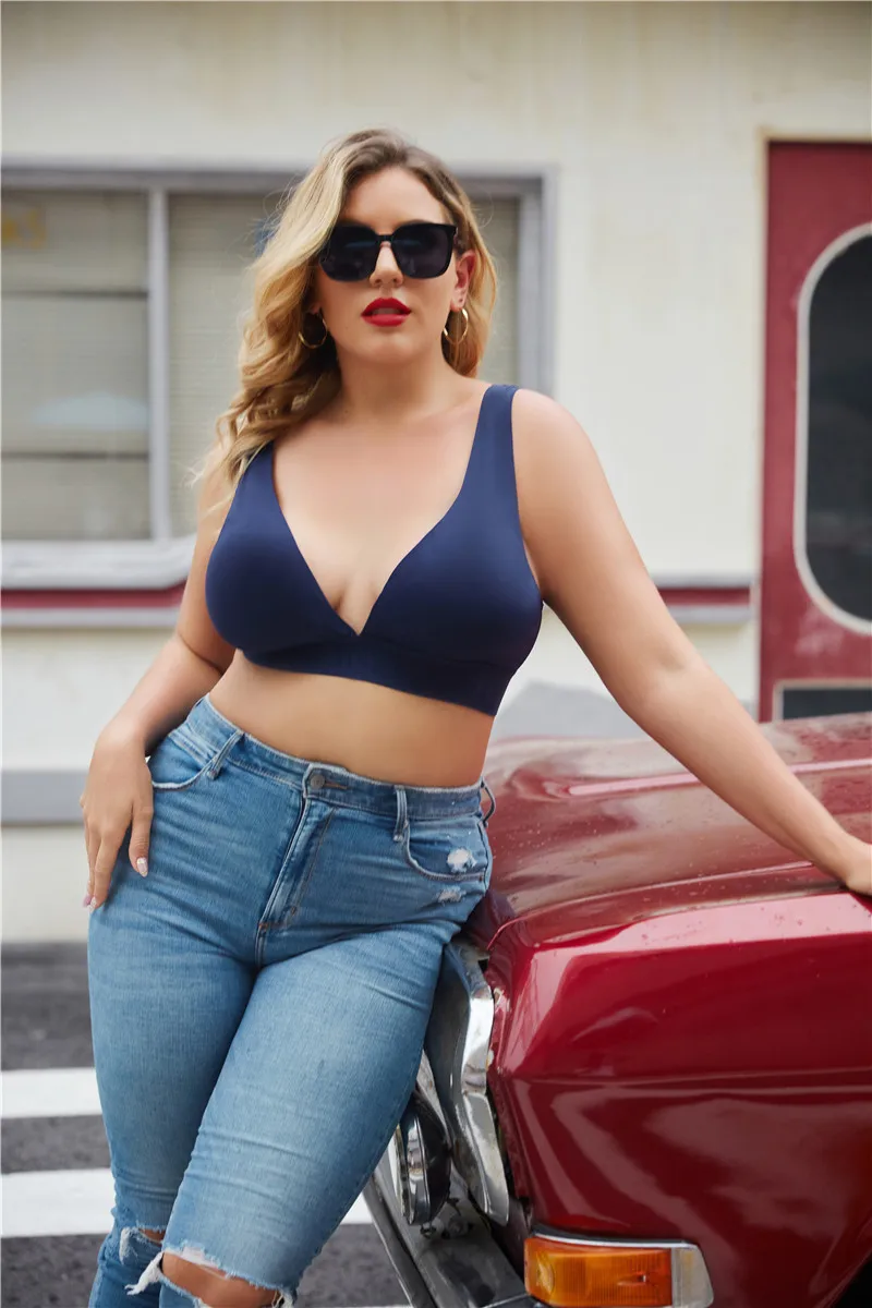 Description Picture 4 of itemFINETOO Plus Size Women Cropped Top Female Bra S-XL V-Neck Girls Lingerie Active Bras Sexy Woman's Underwear Push Up Tube Tops