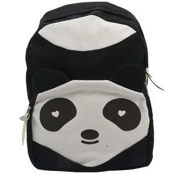 

Cute Panda Canvas Backpack Rucksack Lady Girl Boy Student Book Bag Schoolbag - black