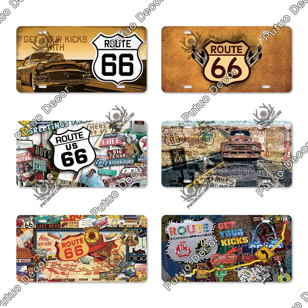 Putuo Декор Route 66 Лицензия Пластина автомобильный номер Оловянная табличка