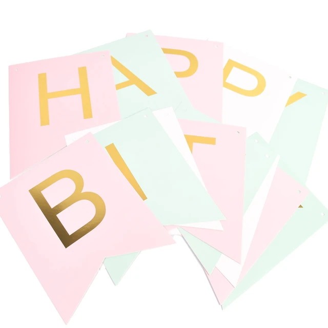 Unicorn Pastel Rainbow Happy Birthday Banner Pennant