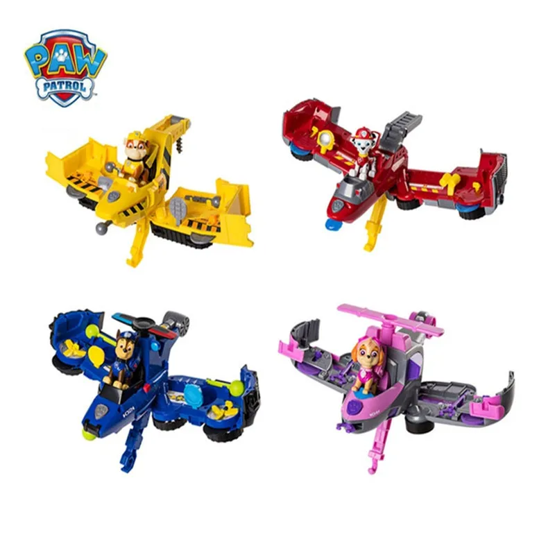 

Paw Patrol Dog Two In One Deformation Series Marshall Aircraft Anime Toys Vehicle Have Music Action Figures Children Gifts
