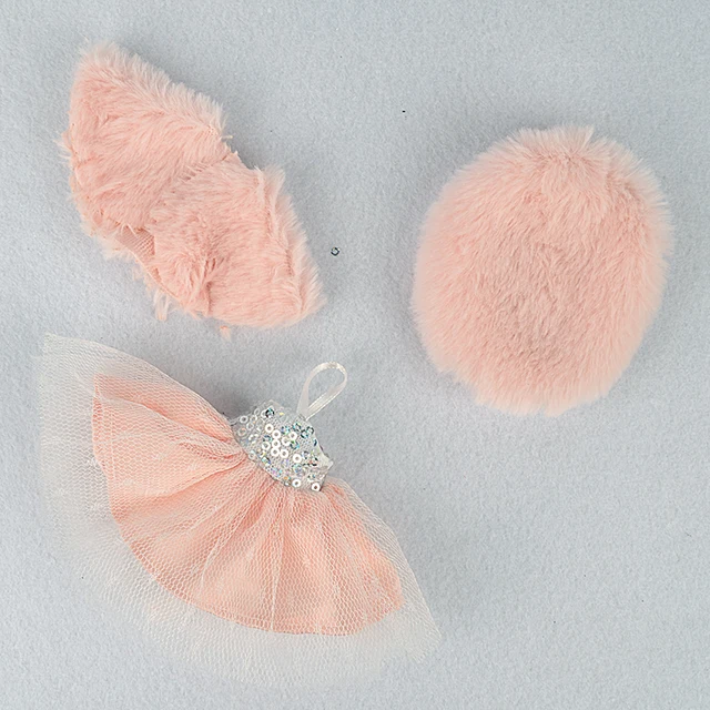 6 inch Bjd Doll Clothes For Dolls 16cm Toys Wedding Dress Spring Summer Autumn Winter Season Clothing Suit Furs For Girls 15cm Fur pink