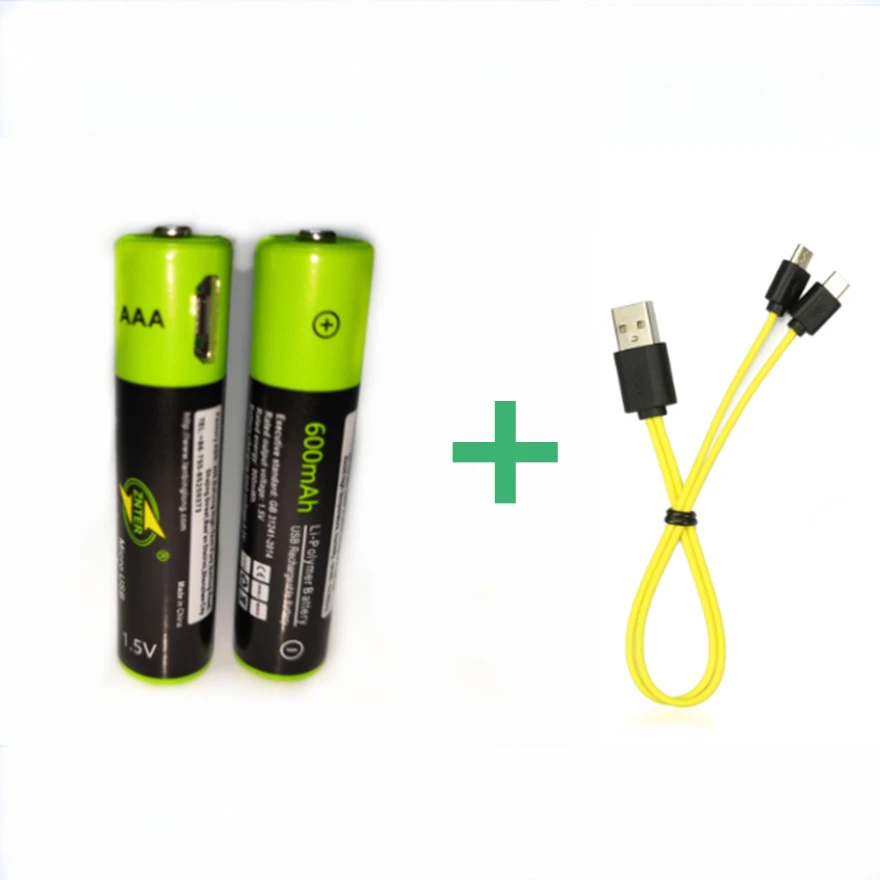 Горячая Распродажа 2 шт ZNTER USB 1,5 V AAA перезаряжаемая батарея 600mAh USB перезаряжаемая литий-полимерная батарея+ 1 шт микро USB кабель