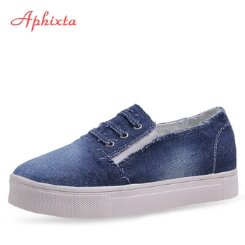 

Aphixta Plus Big Size 43 Denim Fabric Flats Shoes Women Sneakers Flat Heel Shoes Woman Jean Cloth Platform Heels Shoe