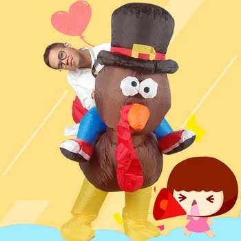 

Behogar Funny Bettery Powered Inflatable Turkey Ride-on Costume Outfit for Adults Thanksgiving Halloween Fancy Dress Party
