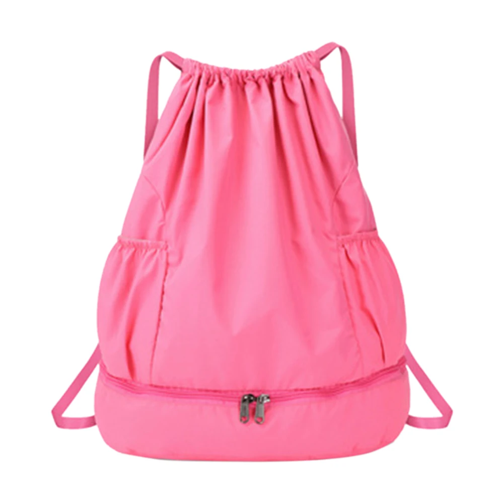 Pink Рюкзак Водонепроницаемый для хранения спорта Путешествия Drawstring Йога пляжная сумка тренажерный зал отсек большой емкости обучение Сухой Влажной разделены - Цвет: Pink