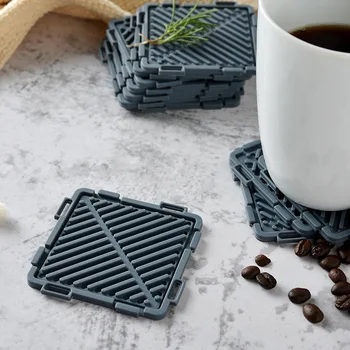 

KitchenAce 4pcs/set Silicone Drink Coaster Coffee Cup Pad Tea Puzzle Mat Placemat Non-slip Dining Table Decoration Gadgets&Tools