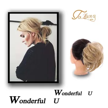 

TALANG Messy Straight Donut Chignon Hairpieces Synthetic Ombre Elastic Updo Chignon Fluffy Scrunchies Hair Bun For Women