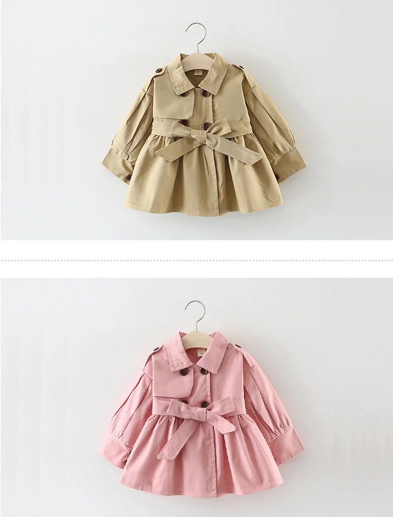 Куртка для девочек детская одежда Модный Плащ хаки для девочек на весну и осень детская куртка ветрозащитная верхняя одежда для маленьких девочек