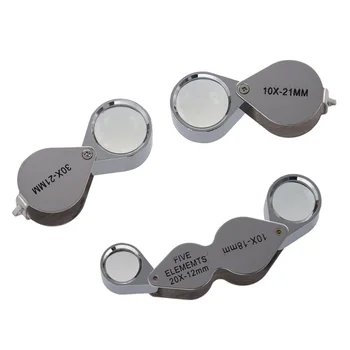 

3 pcs Jeweler Eye magnifier Set 10x + 30x + Dual Enlargement Magnifying Glass