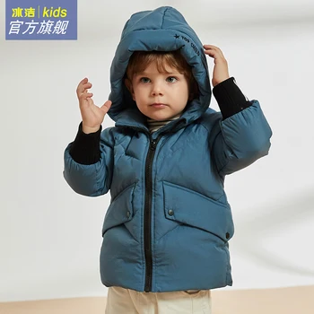 

BINGJIE Winter Girls Boys White Duck Down Coats Children Clothing Down Jacket Hooded Outdoor Thicken Warm Kids Snow Wear Jacket
