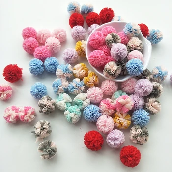 

40pcs/lot 2.5cm mesh fabric Flower Ball For Children Hair clip Accessories Artificial Fabric Flowers For garment accessoires