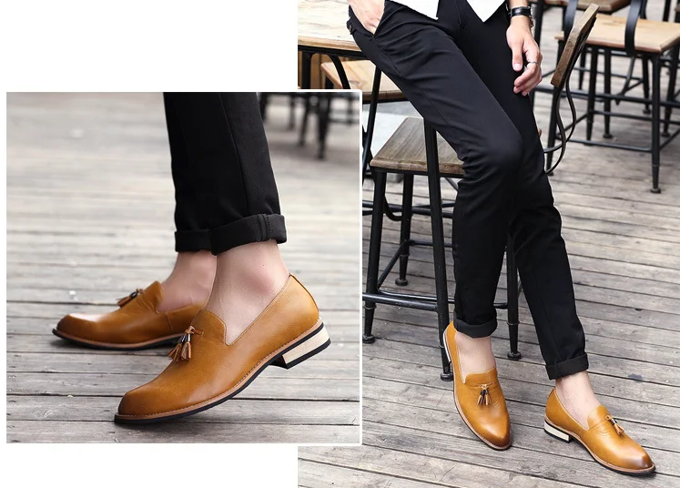 Marca de lujo ПУ puntiagudos zapatos de negocios броги hombres vestido повседневные zapatos de goma suave zapatos de boda transpirabl