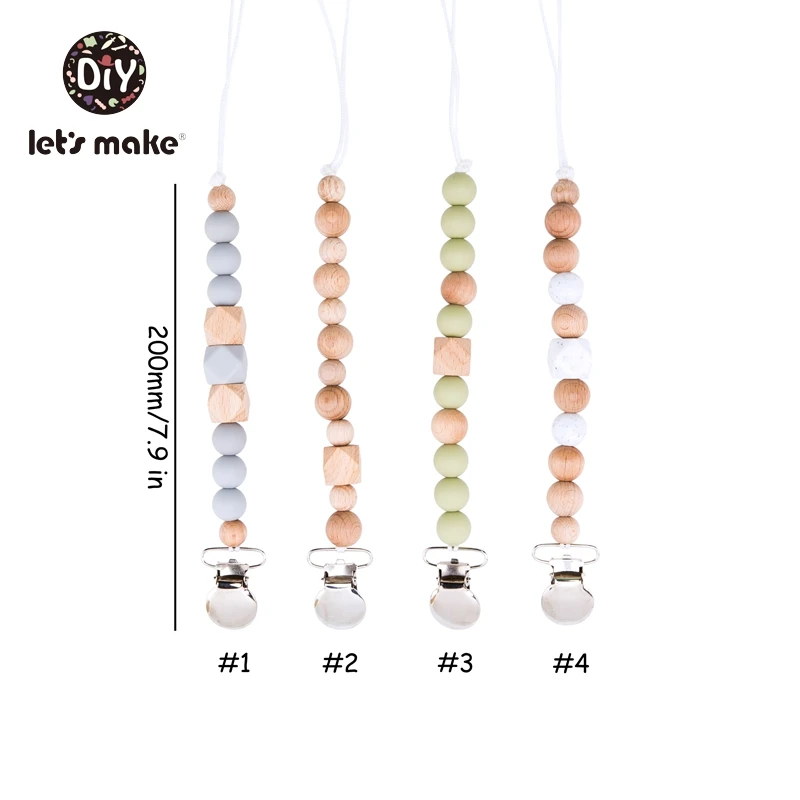 Давайте сделаем силиконовые бусины Деревянный металлический ниппель клип ПВХ бесплатно 1 шт. браслет для соски персонализированные соски цепь деревянный Прорезыватель