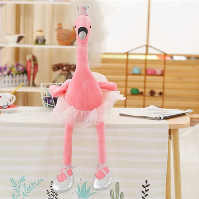

INS New Style Long Legs Swan with Crown Plush Doll Mesh Dress Flamingo Doll Children Doll Customizable