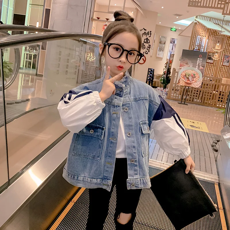 

Girls' Jean Jacket 2020 New Style Big Boy Spring Childrenswear Children Casual Spring And Autumn Tops Fashion