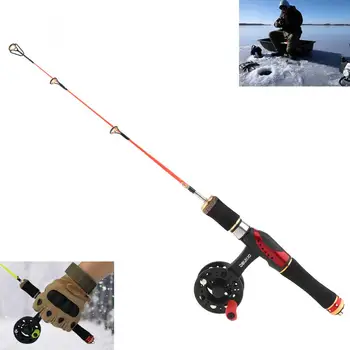 

55cm Ice Fishing Combo Detachable Resin Fishing Rod + High Foot Fishing Reel Max Drag 8KG / 18LB Winter Fishing Pole Wheel Set